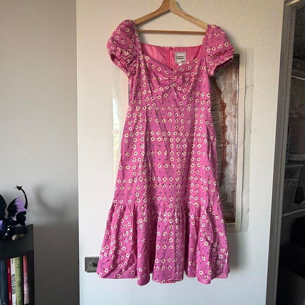 Autumn Adeigbo Floral Midi Dress Pink Size 10 NWT MSRP $525